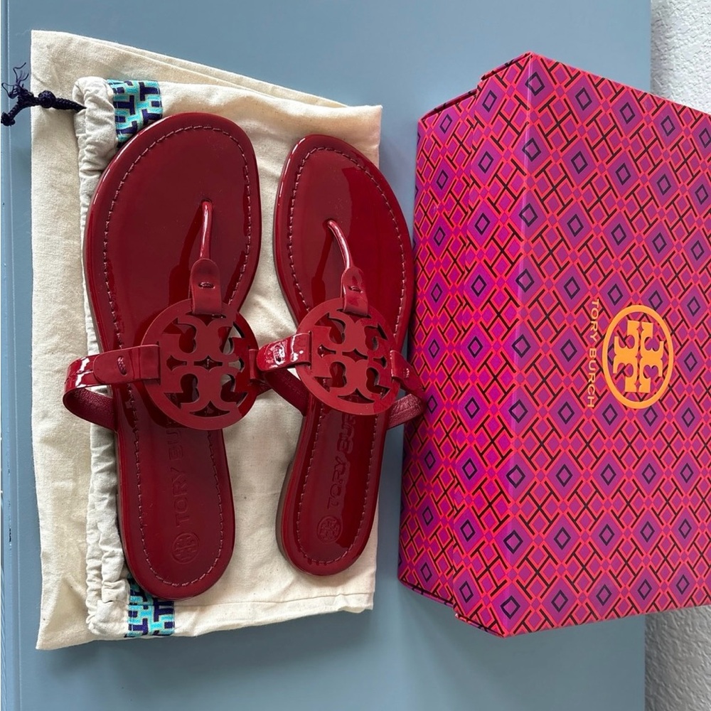 Tory Burch Vibrant Red Leather Sandals